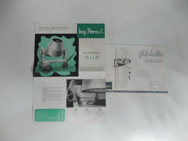 Officine meccaniche Ing. Pera & C. Figlio pubblicitario della betoniera Alfa